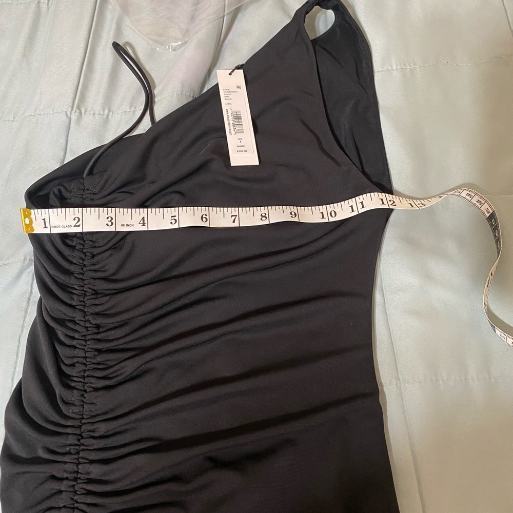 Alice + Olivia Bonnie Roched One Shoulder Black Dress - Picture 4 of 11